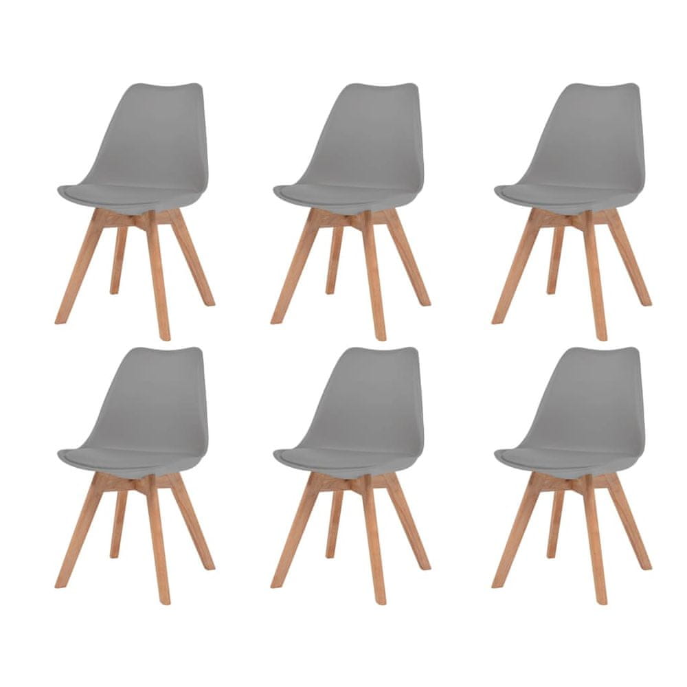 Petromila vidaXL Jedálenské stoličky 6 ks, sivé, plast
